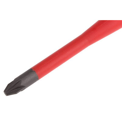 Wera Pozidriv Insulated Screwdriver, PZ2 Tip, 100 mm Blade, VDE/1000V, 205 mm Overall