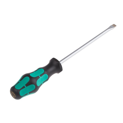 Wera Slotted Screwdriver, 8 mm Tip, 175 mm Blade, 287 mm Overall