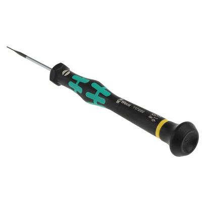 Wera Slotted Precision Screwdriver, 0.8 x 0.16 mm Tip, 40 mm Blade, 137 mm Overall