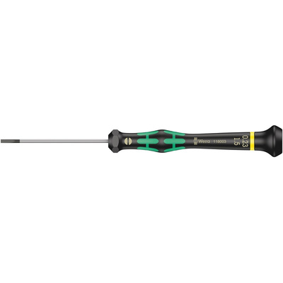 Wera Slotted Precision Screwdriver, 1.5 x 0.23 mm Tip, 60 mm Blade, 157 mm Overall