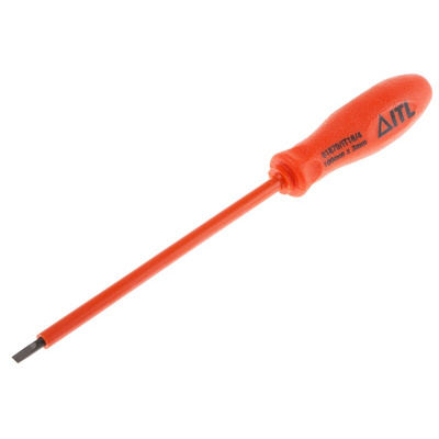 ITL Insulated Tools Ltd Slotted Insulated Screwdriver, 3 x 0.5 mm Tip, 100 mm Blade, VDE/1000V, 175 mm Overall