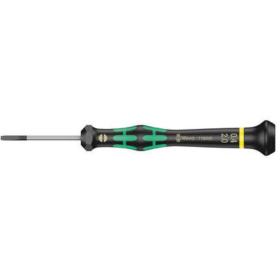 Wera Slotted Precision Screwdriver, 2 x 0.4 mm Tip, 40 mm Blade, 137 mm Overall
