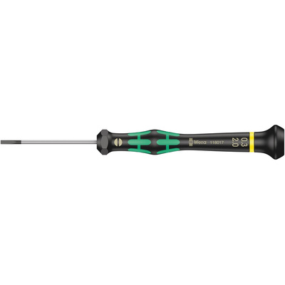 Wera Slotted Precision Screwdriver, 2 x 0.3 mm Tip, 50 mm Blade, 147 mm Overall