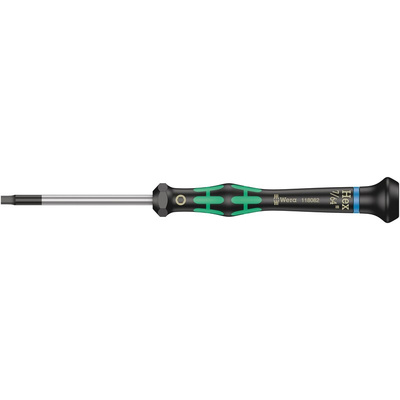 Wera Hexagon Precision Screwdriver, 7/64 in Tip, 60 mm Blade, 157 mm Overall