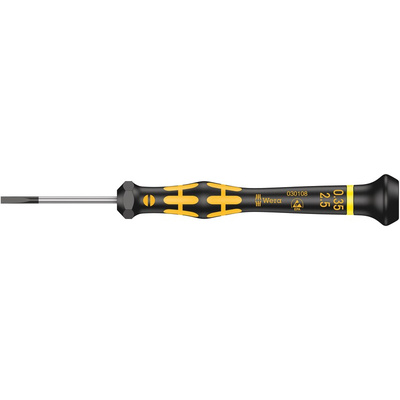 Wera Slotted Precision Screwdriver, 2.5 x 0.35 mm Tip, 40 mm Blade, 137 mm Overall