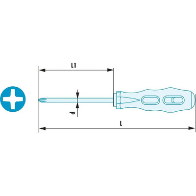 Facom Phillips Screwdriver, PH0 Tip, 50 mm Blade, 150 mm Overall