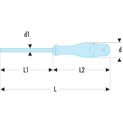 Facom Slotted Screwdriver, 3.5 mm Tip, 250 mm Blade, 353 mm Overall