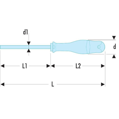 Facom Slotted Screwdriver, 4 mm Tip, 100 mm Blade, 209 mm Overall