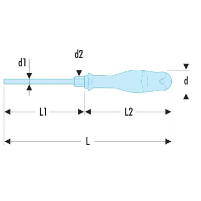 Facom Slotted Screwdriver, 12 mm Tip, 200 mm Blade, 325 mm Overall