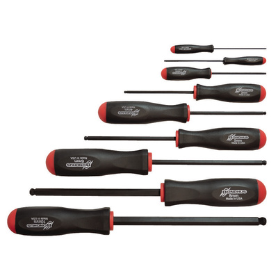 Bondhus Ball End Hexagon Screwdriver, 1.5mm -10mm Tip