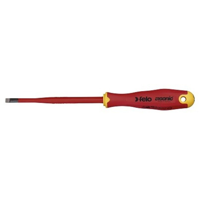 Felo Slotted Insulated Screwdriver, 5.5 x 1.0 x 125 mm Tip, VDE/1000V