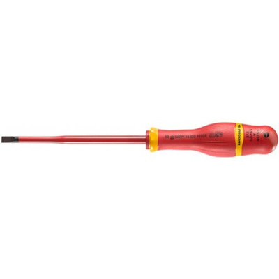 Facom Slotted Insulated Screwdriver, 5.5 mm Tip, 125 mm Blade, VDE/1000V, 235 mm Overall