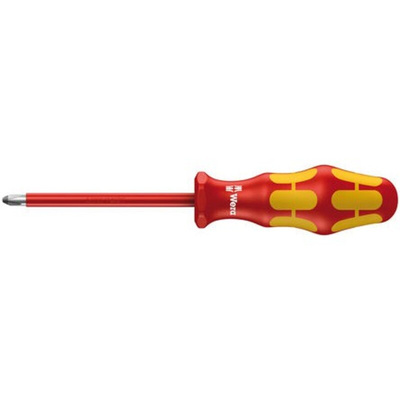 Wera Pozidriv Insulated Screwdriver, PZ3 Tip, 150 mm Blade, VDE/1000V, 262 mm Overall