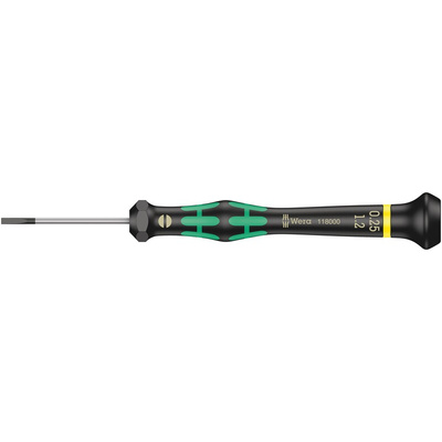 Wera Slotted Precision Screwdriver, 1.2 x 0.25 mm Tip, 40 mm Blade, 137 mm Overall