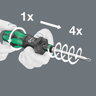 Wera Hexagon Bit Holder Screwdriver, 6.35 mm Tip, 146 mm Blade, 146 mm Overall