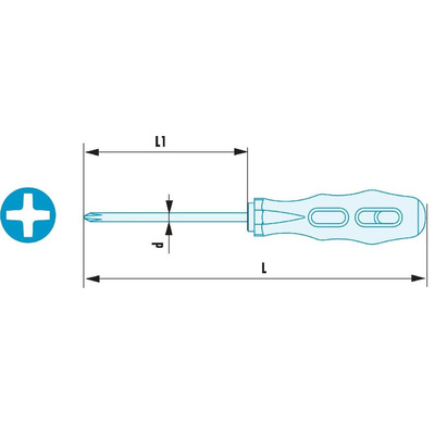 Facom Phillips Screwdriver, PH3 Tip, 150 mm Blade, 250 mm Overall