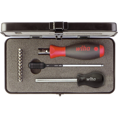 Wiha Adjustable Torque Screwdriver, 0.8 → 5Nm, 3.0 mm mm, 4.0 mm mm, PH1 mm, PH2 mm, PZ1 mm, PZ2 mm, T10 mm, T15