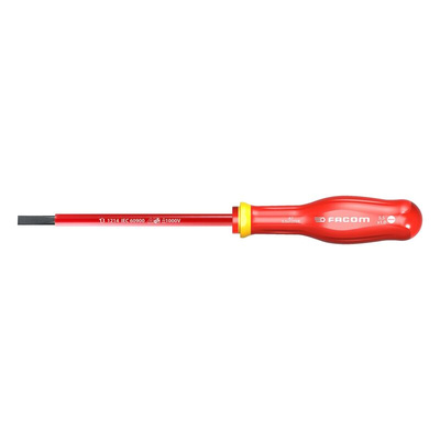 Facom Slotted Insulated Screwdriver, 5.5 Tip, VDE/1000V