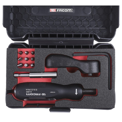 Facom Hex Torque Screwdriver, 0.5 → 2.5Nm, 1/4 in Drive