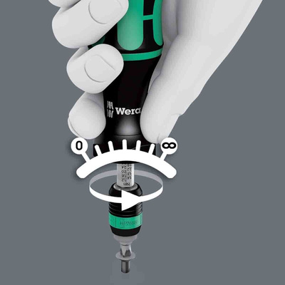 Wera Adjustable Hex Torque Screwdriver, 1.2 → 3Nm, 1/4 in Drive, ±6 % Accuracy