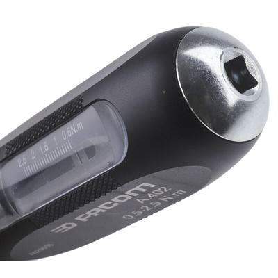 Facom Adjustable Hex Torque Screwdriver, 0.5 → 2.5Nm, 1/4 in Drive, ±6 % Accuracy