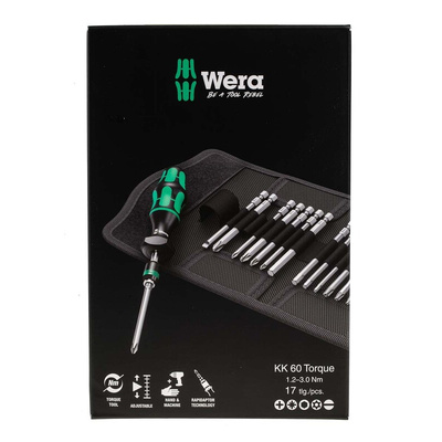 Wera Torque Screwdriver & Bit Set, 1.2 → 3Nm, ±6 % Accuracy