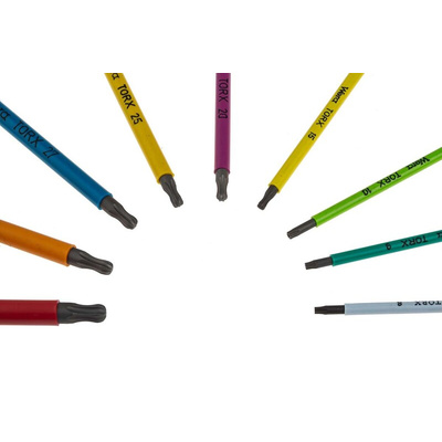 Wera 9-Piece Torx Key Set, 150 x 80 x 30 mm Size, L Shape, Long Arm