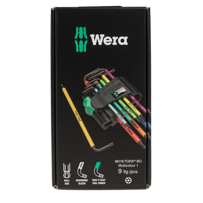 Wera 9-Piece Torx Key Set, 150 x 80 x 30 mm Size, L Shape, Long Arm