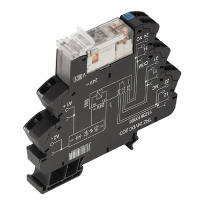 Weidmüller TRZ Series , 110V DPDT Interface Relay Module, Spring Clamp Terminal , DIN Rail