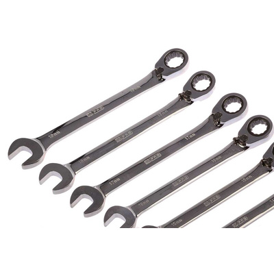 RS PRO 12-Piece Spanner Set, 8 → 19 mm, 8 → 19 mm, Chrome Vanadium Steel
