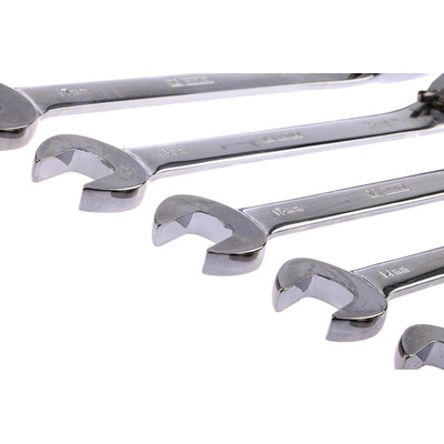 RS PRO 12-Piece Spanner Set, 8 → 19 mm, 8 → 19 mm, Chrome Vanadium Steel