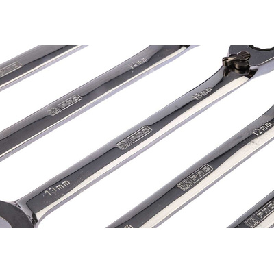 RS PRO 12-Piece Spanner Set, 8 → 19 mm, 8 → 19 mm, Chrome Vanadium Steel