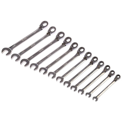 RS PRO 12-Piece Spanner Set, 8 → 19 mm, 8 → 19 mm, Chrome Vanadium Steel