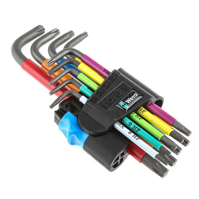 Wera 9-Piece Torx Key Set, 139 x 72 x 25 mm Size, L Shape, Long Arm