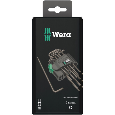 Wera 9-Piece Torx Key Set, L Shape, Long Arm