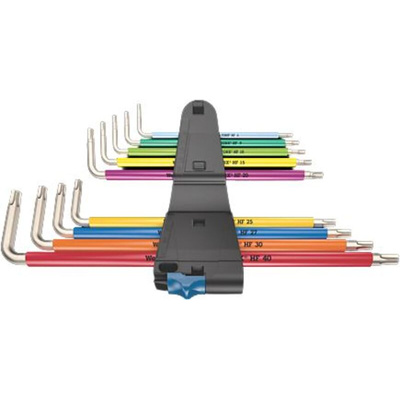 Wera 9-Piece Torx Key Set, 8 mm, 9 mm, 10 mm, 15 mm, 20 mm, 25 mm, 27 mm, 30 mm, 40 mm Size, L Shape, Long Arm