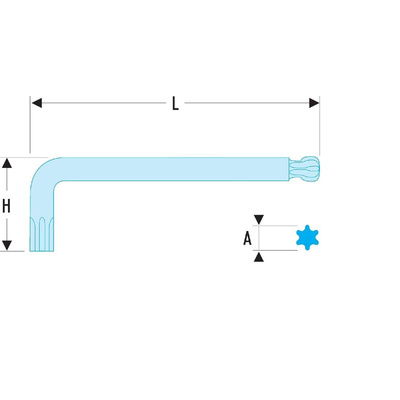 Facom 1-Piece Torx Key, T20 Size, L Shape, Long Arm
