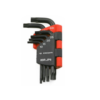 Facom 6-Piece Torx Key, 10, 15, 20, 25, 30, 40 Size, L Shape, Short Arm