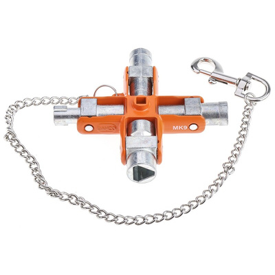 Bahco 8-way Control Cabinet Key, 10 (Triangular Lock) mm, 11 (Square Lock) mm Capacity