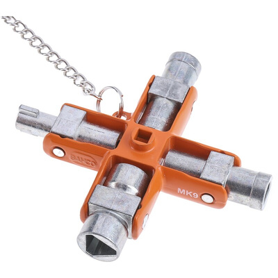 Bahco 8-way Control Cabinet Key, 10 (Triangular Lock) mm, 11 (Square Lock) mm Capacity