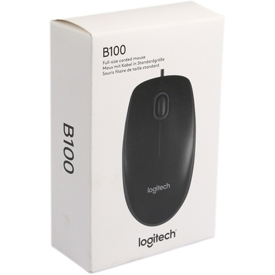 Logitech B100 3 Button Wired Optical Mouse Black