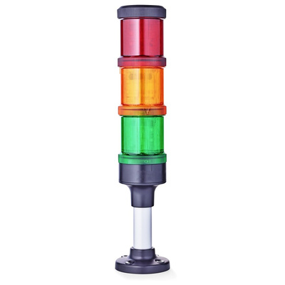 AUER Signal ECOmodul70 Series Red/Green/Amber Signal Tower, 3 Lights, 24 V ac/dc, Base Mount
