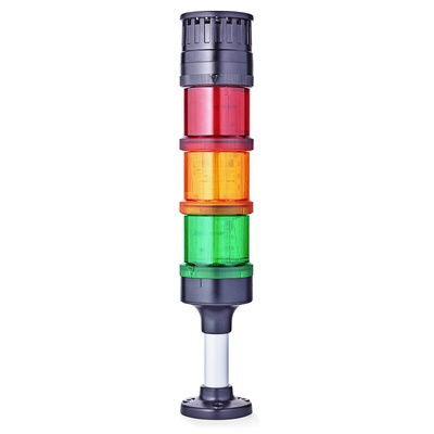 AUER Signal ECOmodul70 Series Red/Green/Amber Buzzer Signal Tower, 3 Lights, 24 V ac/dc, Base Mount