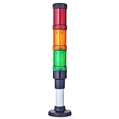 AUER Signal ECOmodul40 Series Red/Green/Amber Signal Tower, 3 Lights, 24 V ac/dc, Base Mount