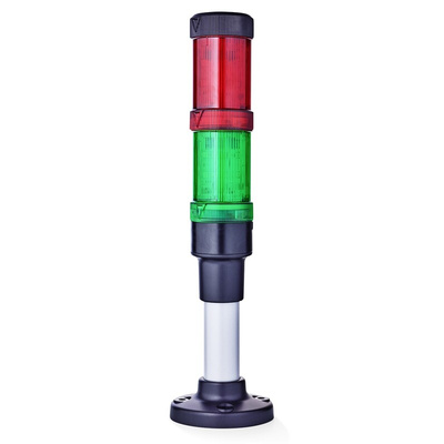 AUER Signal ECOmodul40 Series Red/Green Signal Tower, 2 Lights, 24 V ac/dc, Base Mount