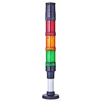 AUER Signal ECOmodul40 Series Red/Green/Amber Buzzer Signal Tower, 3 Lights, 24 V ac/dc, Base Mount