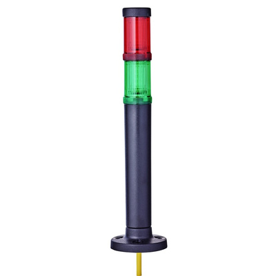 AUER Signal modulCOMPACT30 Series Red/Green Signal Tower, 2 Lights, 24 V ac/dc, Base Mount
