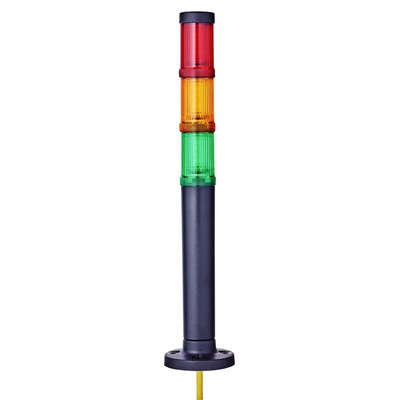 AUER Signal modulCOMPACT30 Series Red/Green/Amber Signal Tower, 3 Lights, 24 V ac/dc, Base Mount