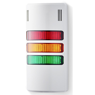 AUER Signal halfDOME90 Series Red/Green/Amber Signal Tower, 3 Lights, 24 V ac/dc, Base Mount