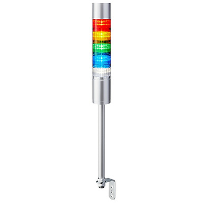 Patlite LR6 Series Coloured Buzzer Signal Tower, 5 Lights, 24 V dc, Pole Mount